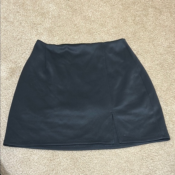 Black A-Line Mini Skort with Slit - Picture 1 of 5